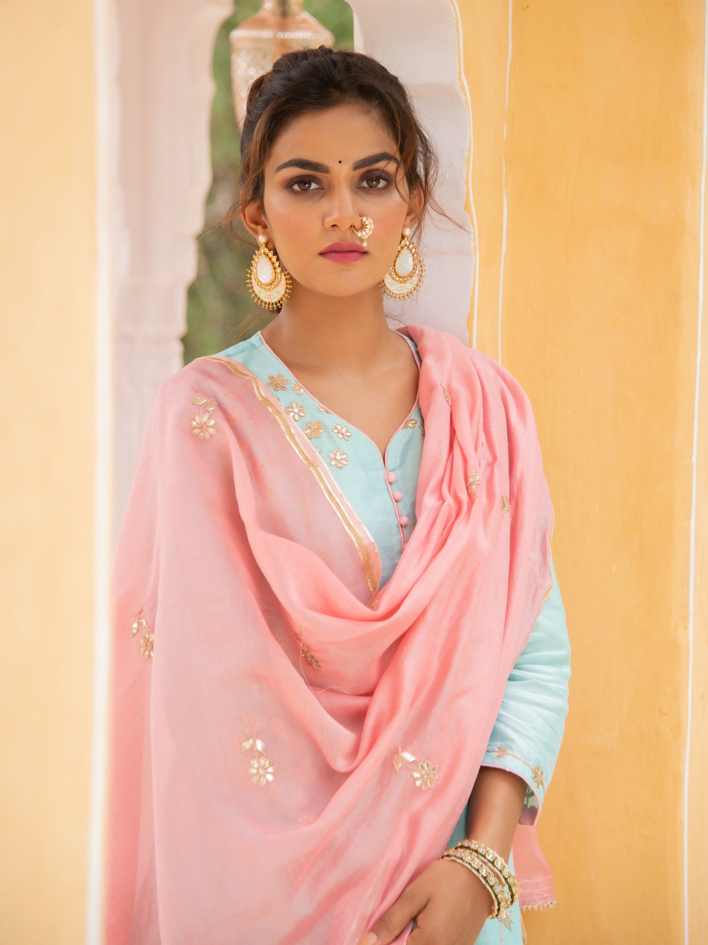 Noor Neel Gulabi Sharara Set