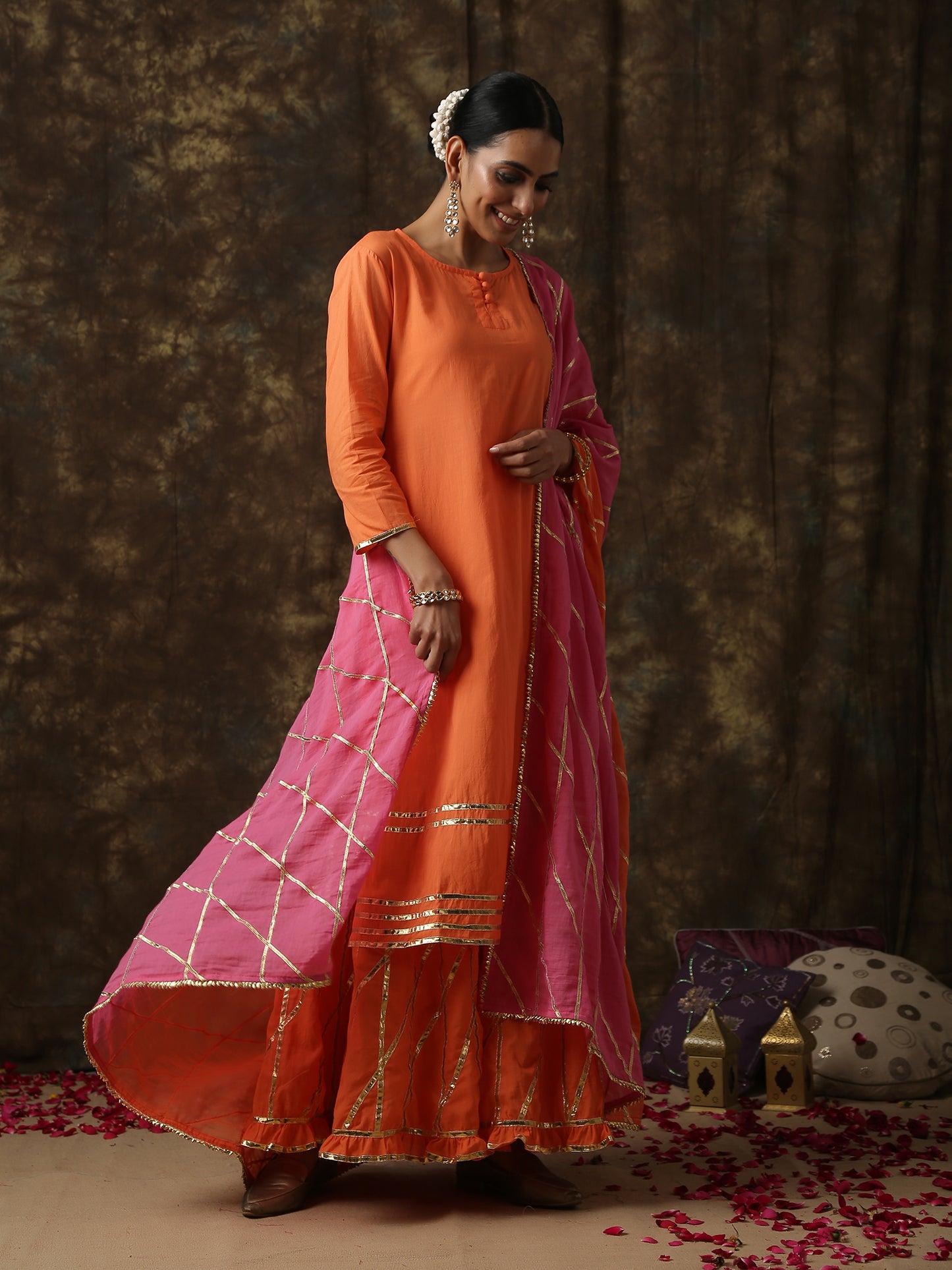 Monica Gupta in Consists of Kurta, Dupatta and Sharara
