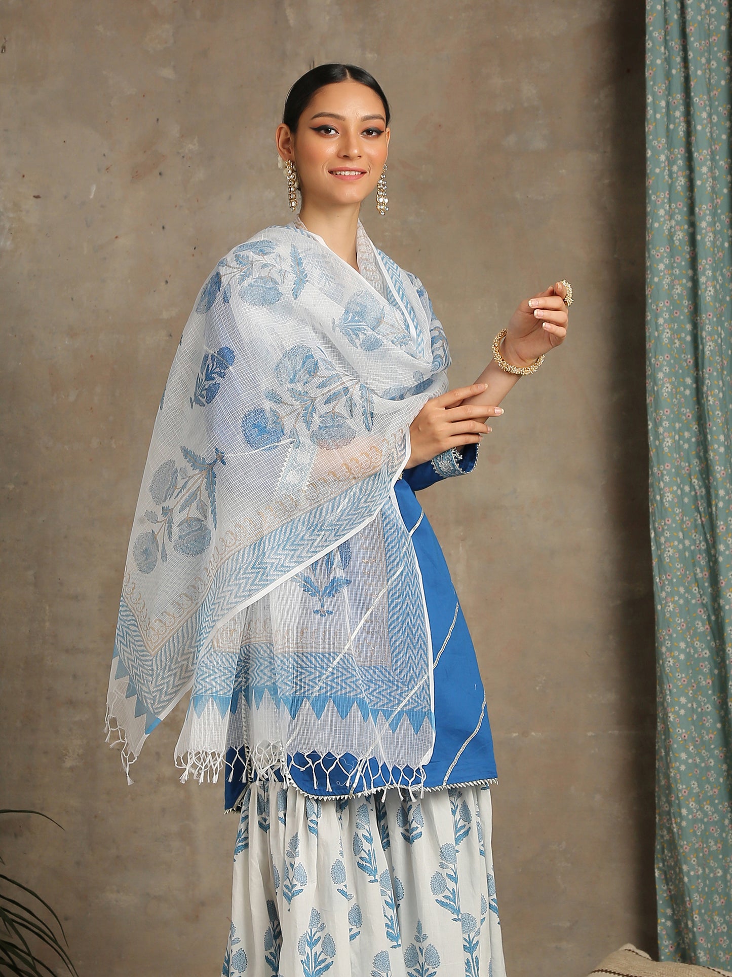 Sharanya Neel Hand Cotton Sharara Suit Set