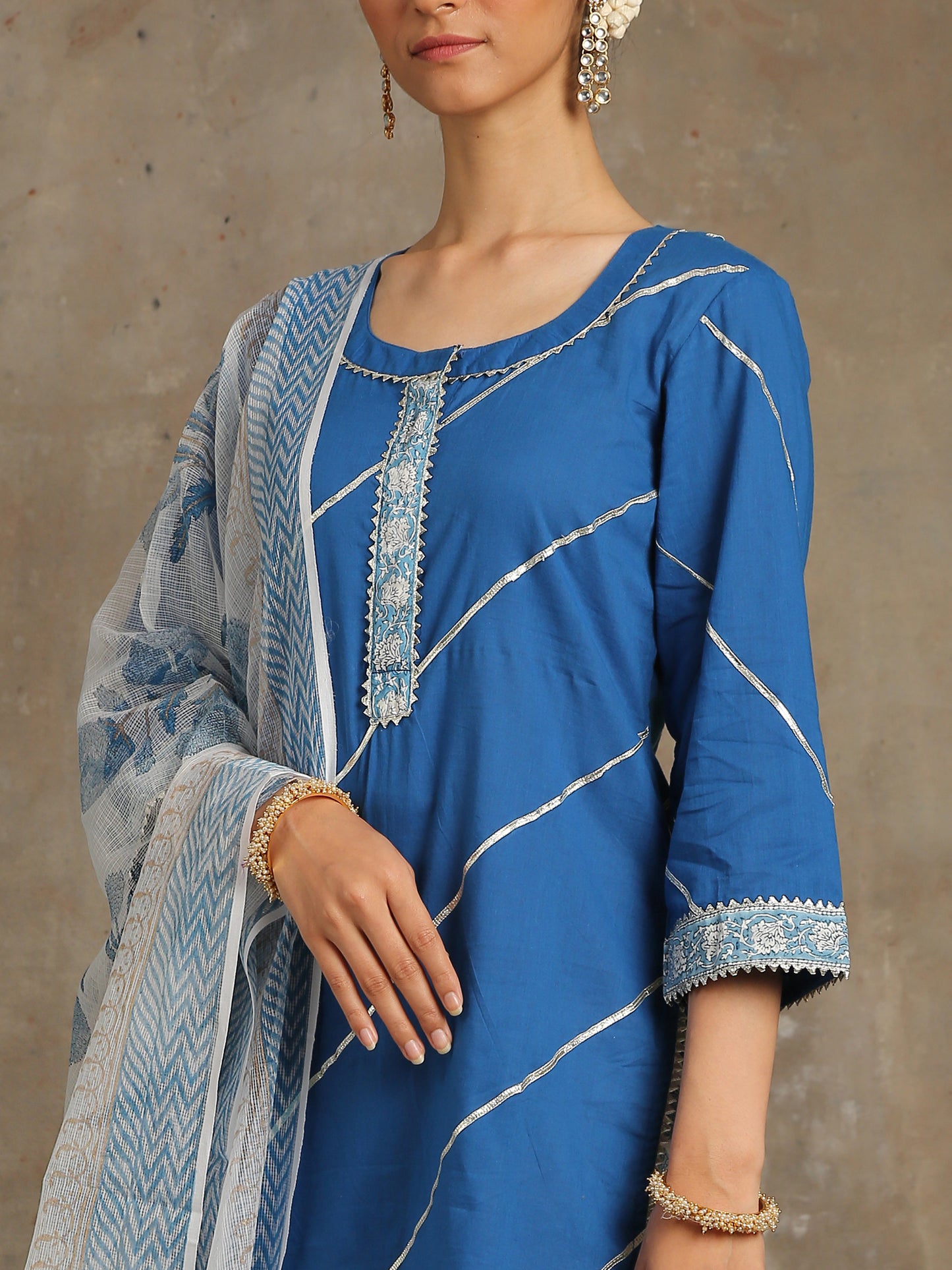 Sharanya Neel Hand Cotton Sharara Suit Set