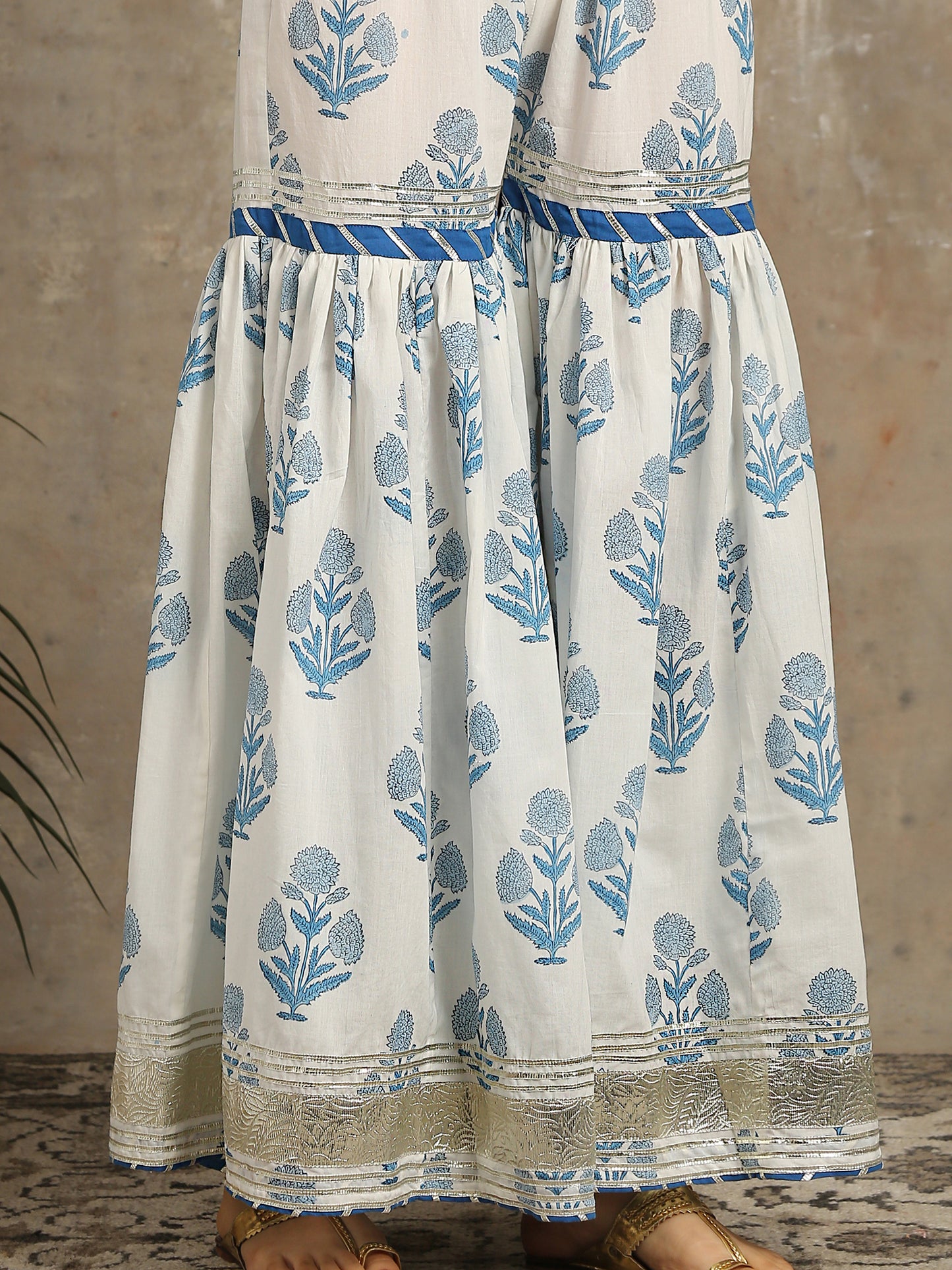 Sharanya Neel Hand Cotton Sharara Suit Set