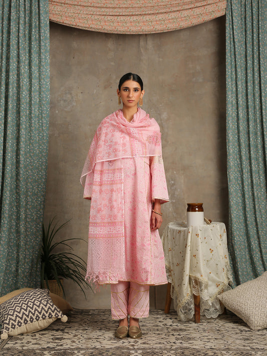 Mehr Gulaab Pink Printed Kurta Set