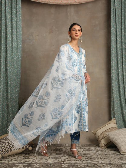 Sahar Neel Floral Printed Cotton Salwar Kurta Set