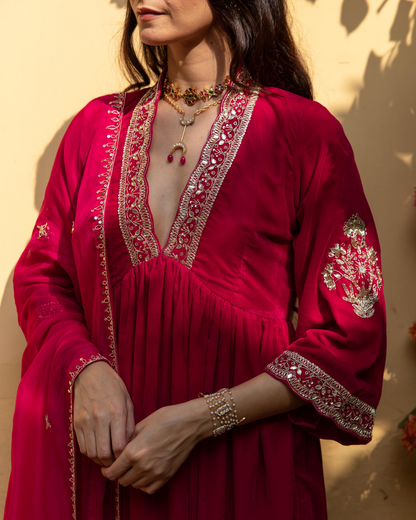 Khizaan Gulabi - Velvet Embroidered Suit Set
