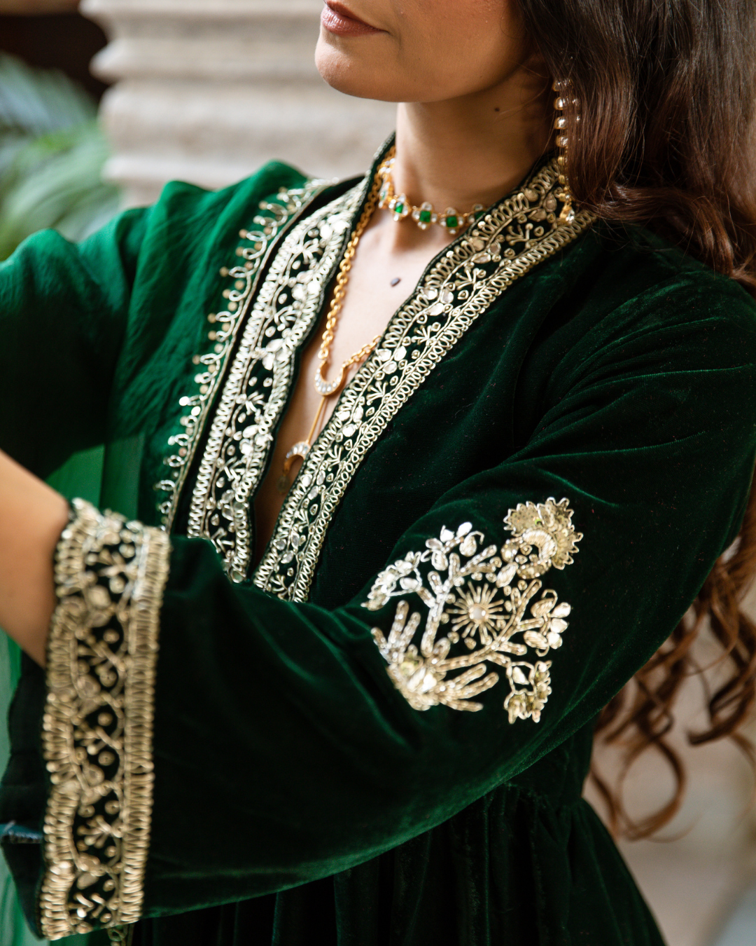 Khizaan Panna - Velvet Embroidered Suit Set