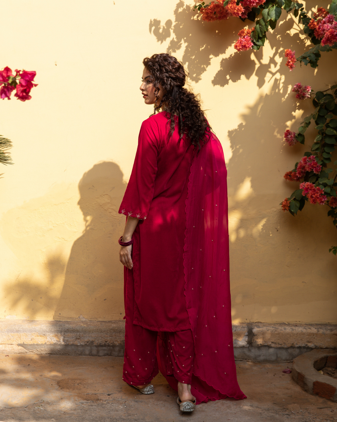 Roya Gulabi - Velvet Embroidered Suit Set
