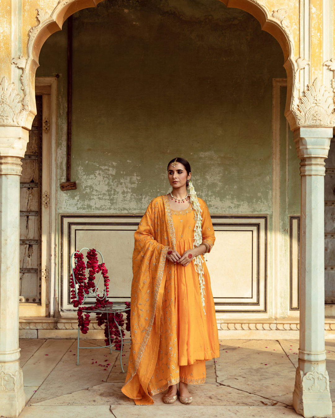 Yellow Zardozi & Gota Patti Kalidar Set