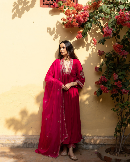 Khizaan Gulabi - Velvet Embroidered Suit Set