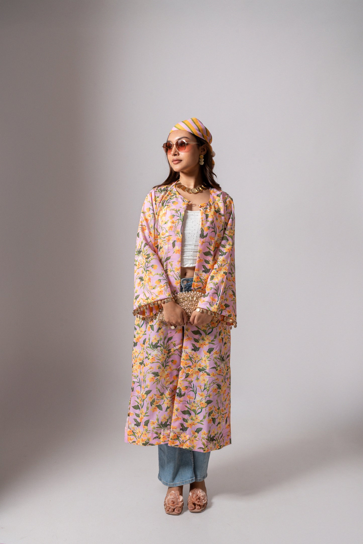 Linen digital print Blush summer jacket