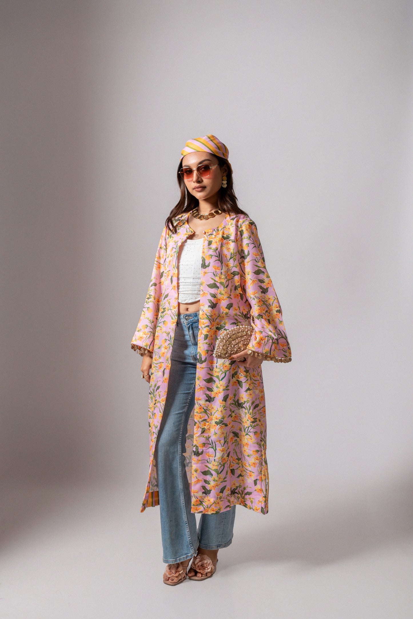 Linen digital print Blush summer jacket