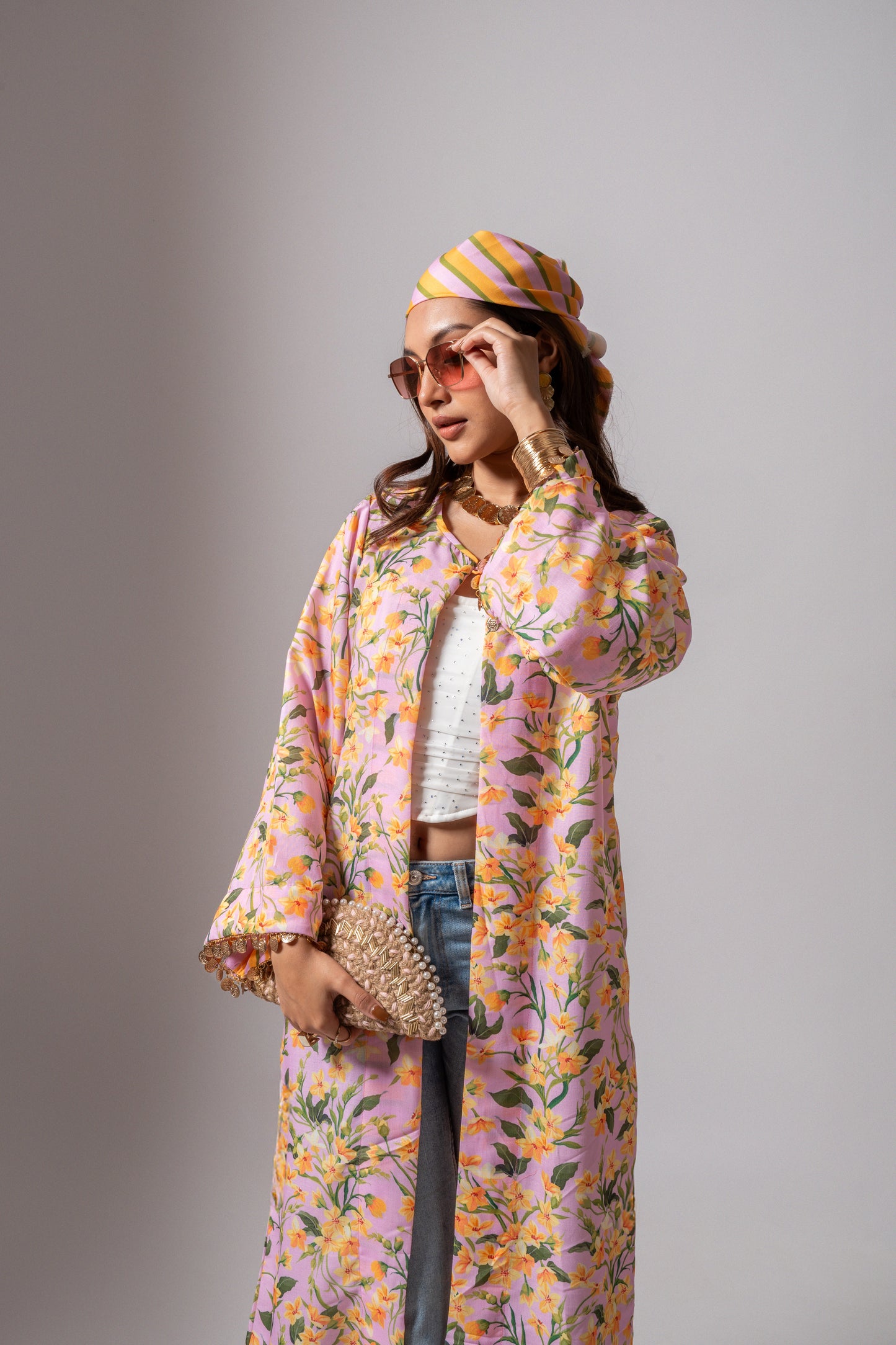 Linen digital print Blush summer jacket