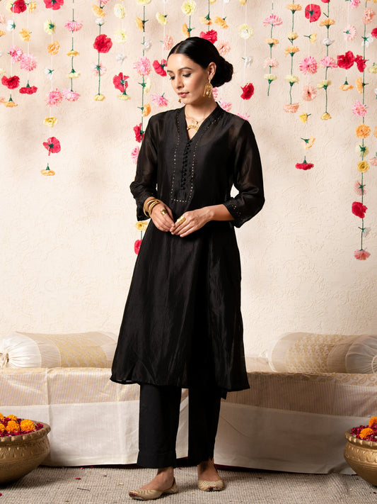 Sitara Classic Kurta Set Black RTS