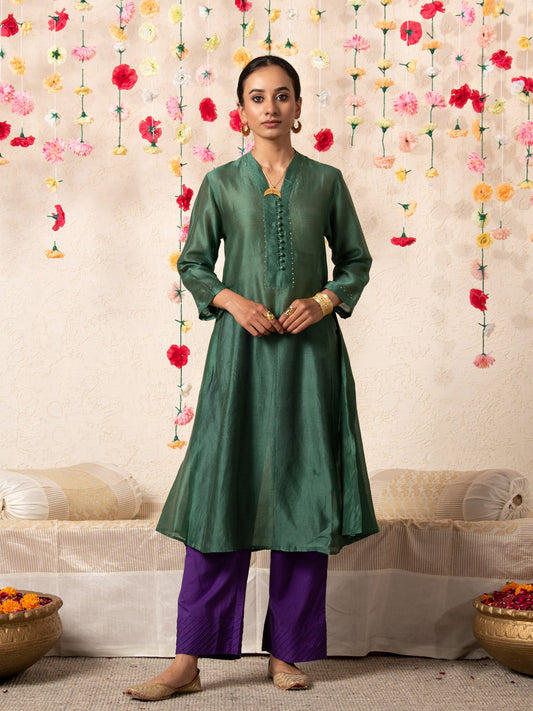 Sitara Classic Kurta Set Emerald RTS